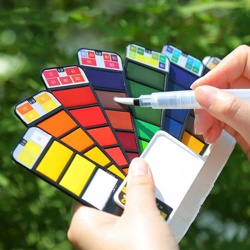 Foldable Watercolor Paint Set with Brush Travel
