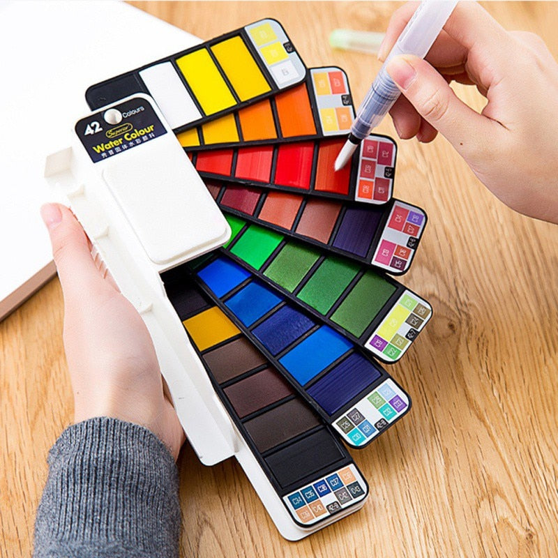 Foldable Watercolor Paint Set with Brush Travel