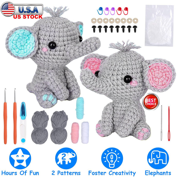 Elephant Crochet Kit Beginners DIY Knitting Supplies