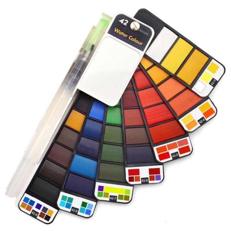 Foldable Watercolor Paint Set with Brush Travel