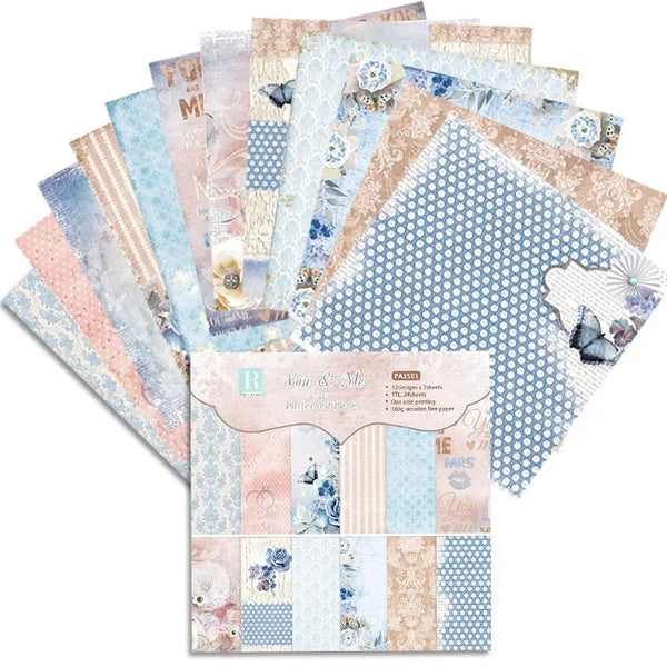 Flower Craft Paper Pad 24 Sheets Scrapbooking
