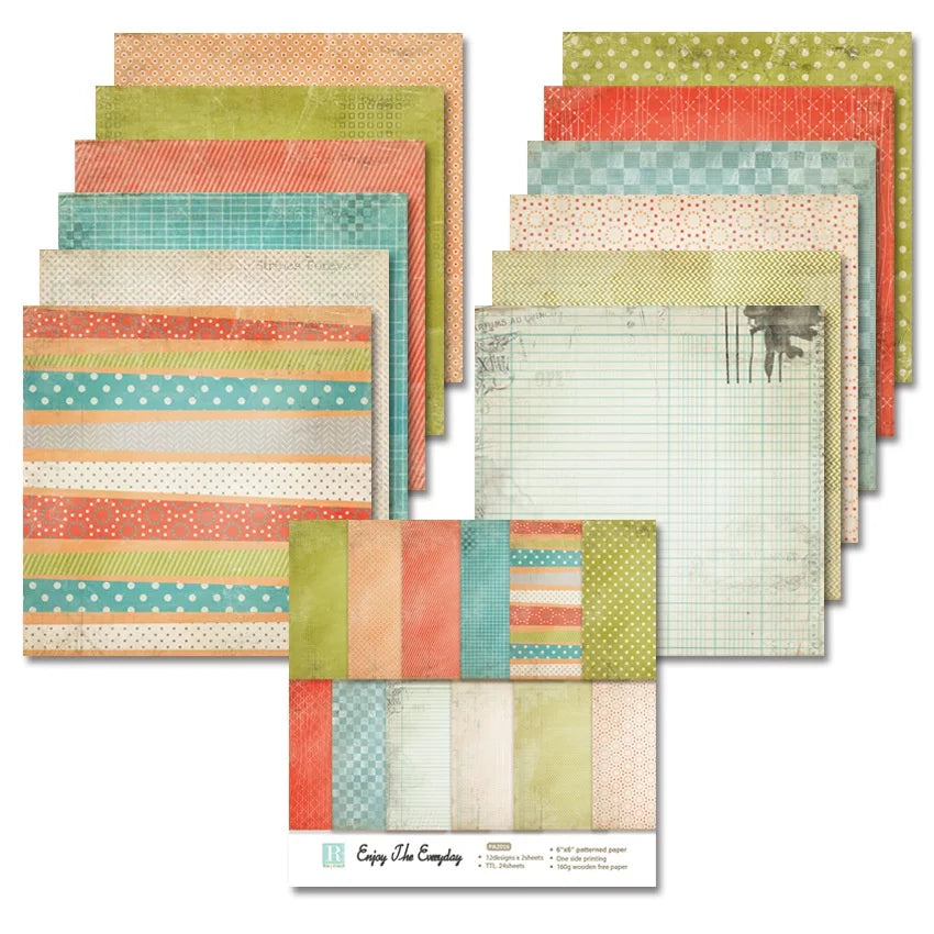 24 Sheets Double-Sided Scrapbook Craft Paper Pad